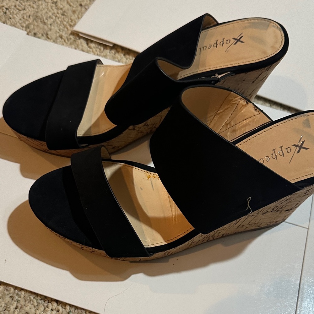 Xappeal Black suede Wedge Sandals
